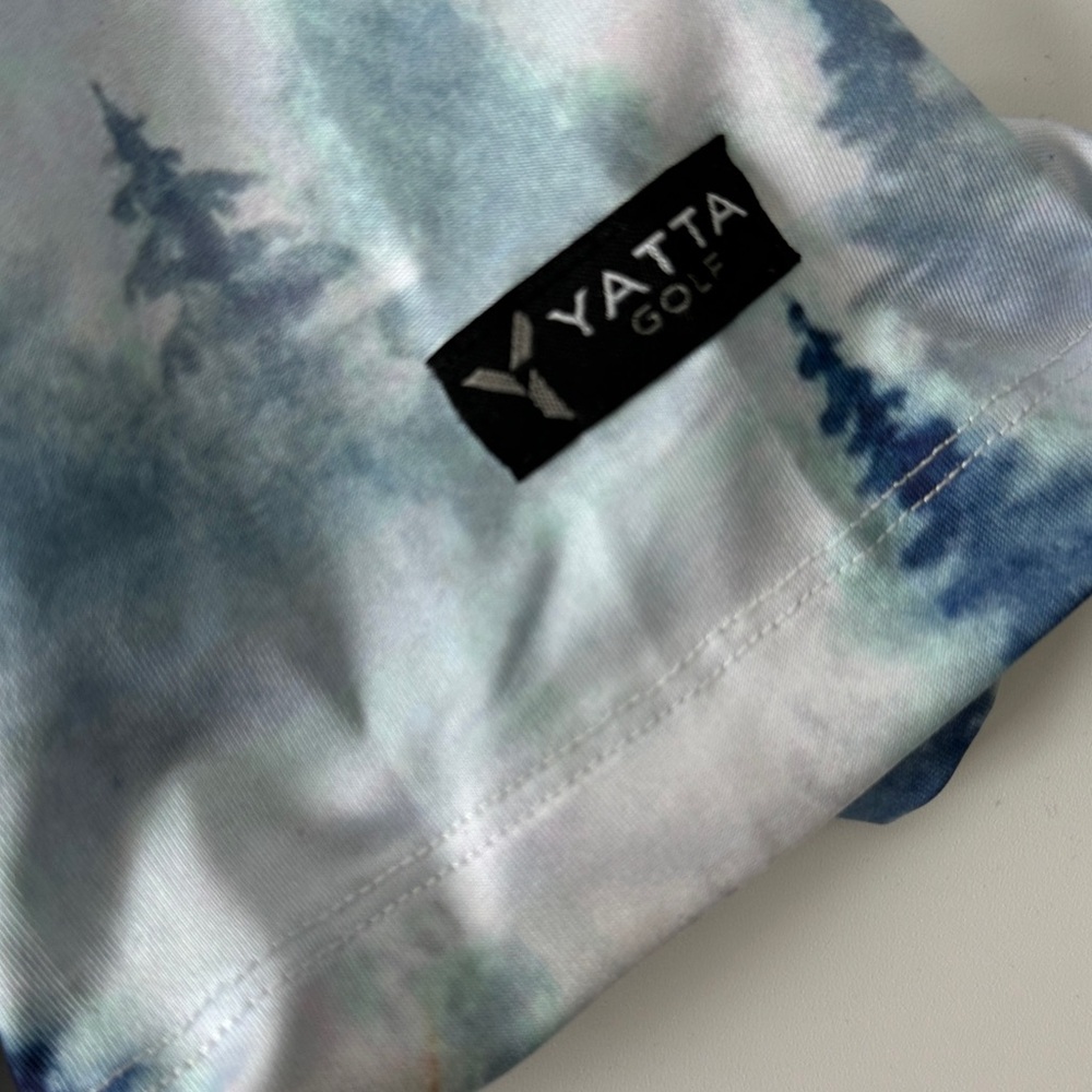 YATTA GOLF Subtle Pines Trees Men’s XXL Golf Polo White Blue Green - Picture 5 of 11